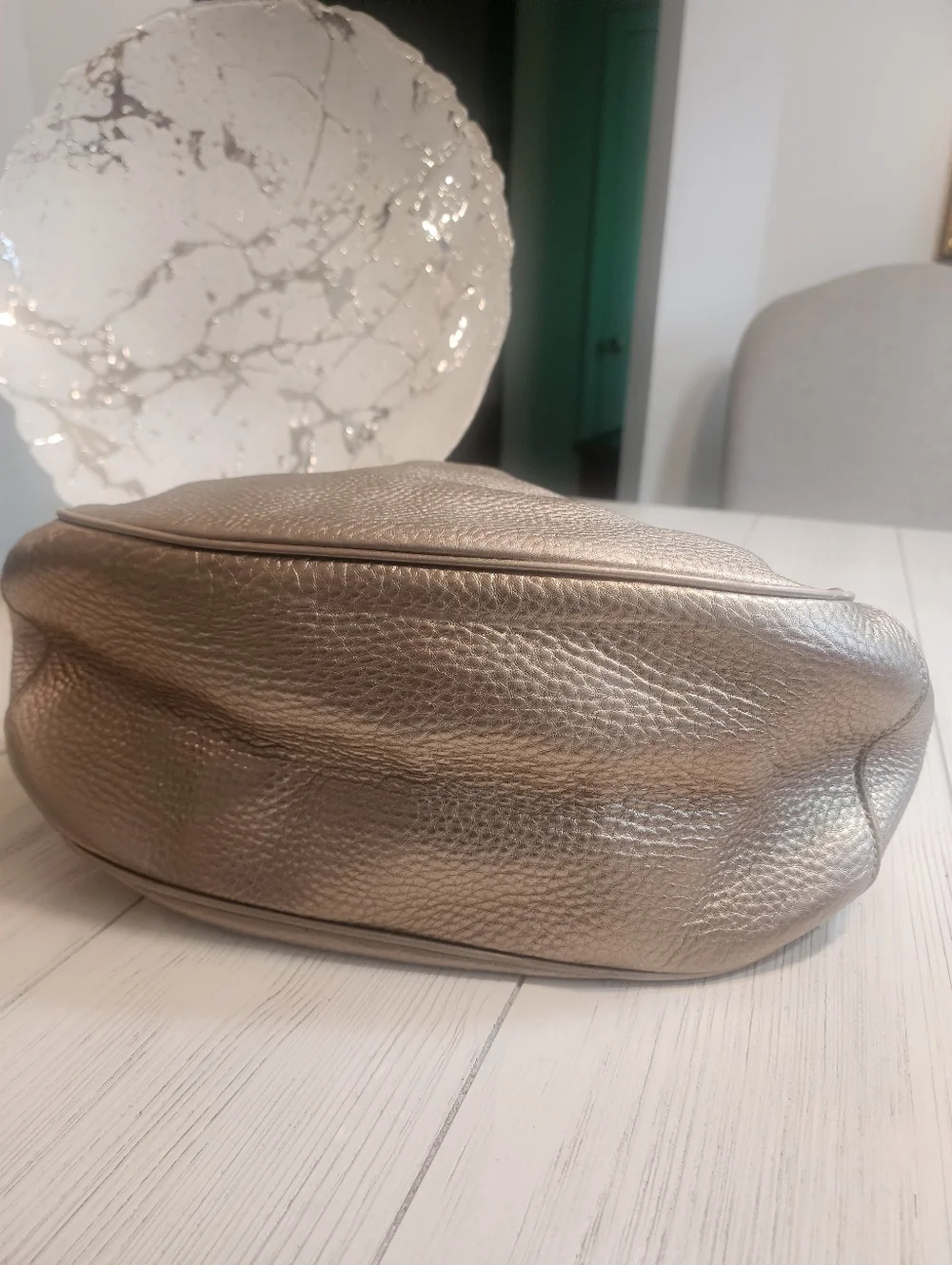 Cole Haan Metallic Pebbled Leather Drawstring Bucket Bag - Picture 3 of 6